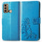 For Motorola Moto G60 Four-leaf Clasp Embossed Buckle Mobile Phone Protection Leather Case with Lanyard & Card Slot & Wallet & Bracket Function(Blue)