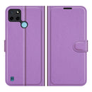 For OPPO Realme C21Y Litchi Texture Horizontal Flip Protective Case with Holder & Card Slots & Wallet(Purple)