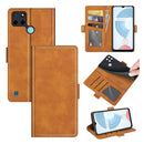 For OPPO Realme C21Y Dual-side Magnetic Buckle Horizontal Flip Leather Case with Holder & Card Slots & Wallet(Yellow)