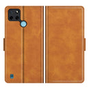 For OPPO Realme C21Y Dual-side Magnetic Buckle Horizontal Flip Leather Case with Holder & Card Slots & Wallet(Yellow)