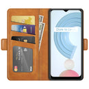 For OPPO Realme C21Y Dual-side Magnetic Buckle Horizontal Flip Leather Case with Holder & Card Slots & Wallet(Yellow)
