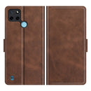 For OPPO Realme C21Y Dual-side Magnetic Buckle Horizontal Flip Leather Case with Holder & Card Slots & Wallet(Brown)
