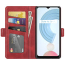 For OPPO Realme C21Y Dual-side Magnetic Buckle Horizontal Flip Leather Case with Holder & Card Slots & Wallet(Red)