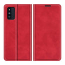 For Samsung Galaxy F52 5G Retro-skin Business Magnetic Suction Leather Case with Holder & Card Slots & Wallet(Red)