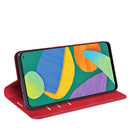 For Samsung Galaxy F52 5G Retro-skin Business Magnetic Suction Leather Case with Holder & Card Slots & Wallet(Red)