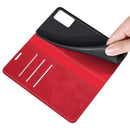 For Samsung Galaxy F52 5G Retro-skin Business Magnetic Suction Leather Case with Holder & Card Slots & Wallet(Red)