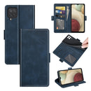 For Samsung Galaxy F12 / M12 Dual-side Magnetic Buckle Horizontal Flip Leather Case with Holder & Card Slots & Wallet(Dark Blue)