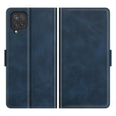 For Samsung Galaxy F12 / M12 Dual-side Magnetic Buckle Horizontal Flip Leather Case with Holder & Card Slots & Wallet(Dark Blue)