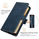 For Samsung Galaxy F12 / M12 Dual-side Magnetic Buckle Horizontal Flip Leather Case with Holder & Card Slots & Wallet(Dark Blue)