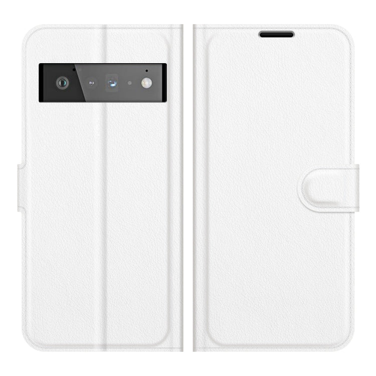 For Google Pixel 6 Pro Litchi Texture Horizontal Flip Protective Case with Holder & Card Slots & Wallet(White)