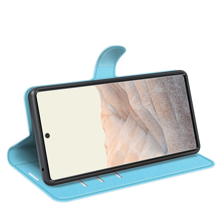 For Google Pixel 6 Pro Litchi Texture Horizontal Flip Protective Case with Holder & Card Slots & Wallet(Blue)
