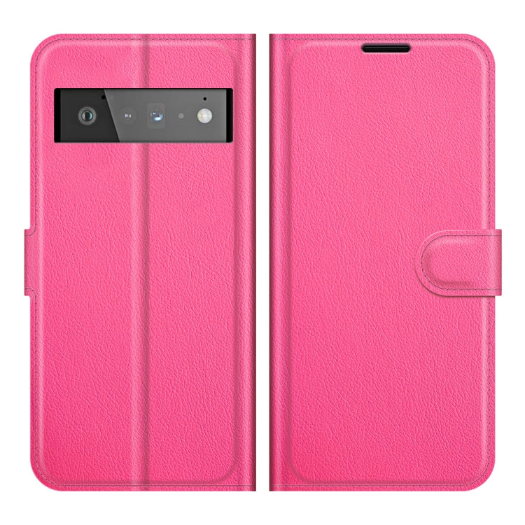 For Google Pixel 6 Pro Litchi Texture Horizontal Flip Protective Case with Holder & Card Slots & Wallet(Rose Red)