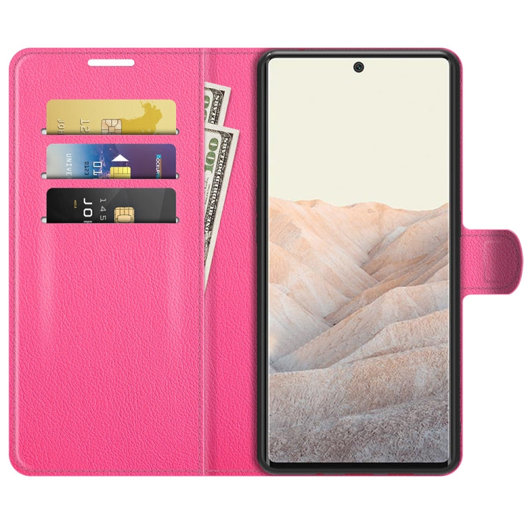 For Google Pixel 6 Pro Litchi Texture Horizontal Flip Protective Case with Holder & Card Slots & Wallet(Rose Red)
