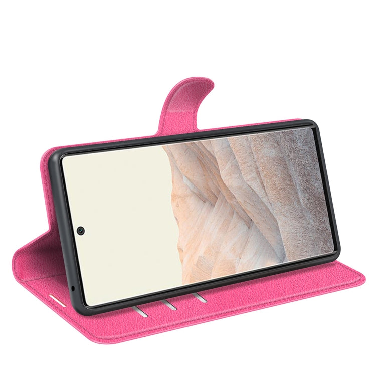 For Google Pixel 6 Pro Litchi Texture Horizontal Flip Protective Case with Holder & Card Slots & Wallet(Rose Red)