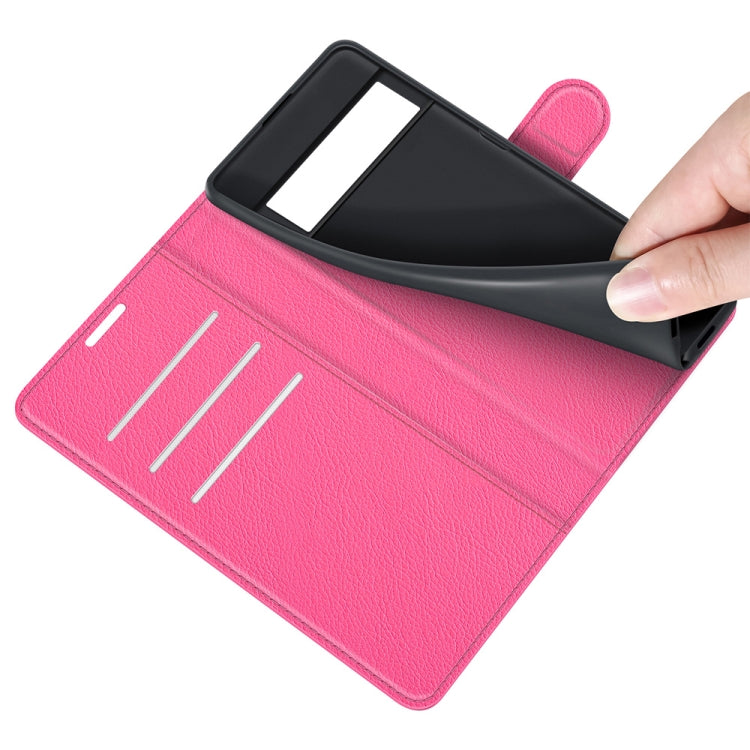 For Google Pixel 6 Pro Litchi Texture Horizontal Flip Protective Case with Holder & Card Slots & Wallet(Rose Red)
