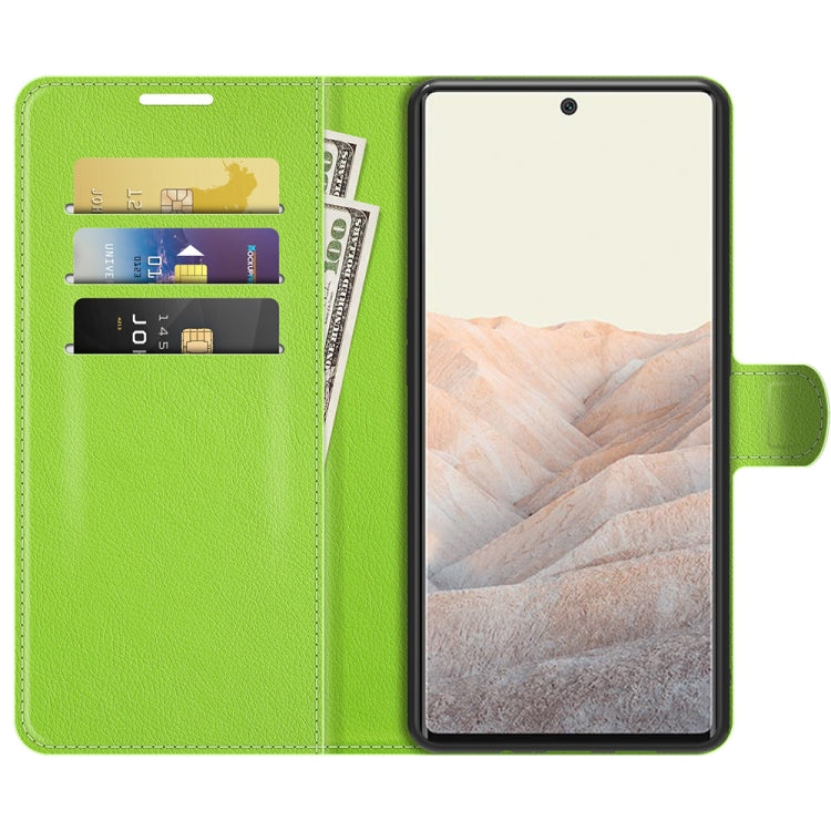 For Google Pixel 6 Pro Litchi Texture Horizontal Flip Protective Case with Holder & Card Slots & Wallet(Green)