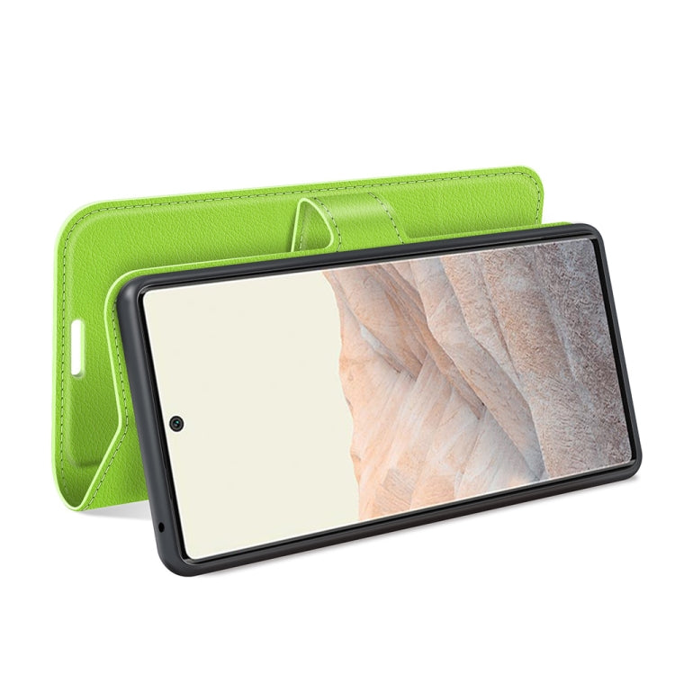 For Google Pixel 6 Pro Litchi Texture Horizontal Flip Protective Case with Holder & Card Slots & Wallet(Green)
