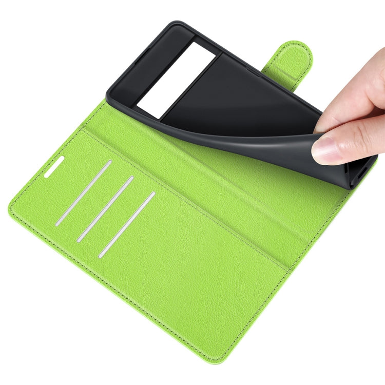 For Google Pixel 6 Pro Litchi Texture Horizontal Flip Protective Case with Holder & Card Slots & Wallet(Green)