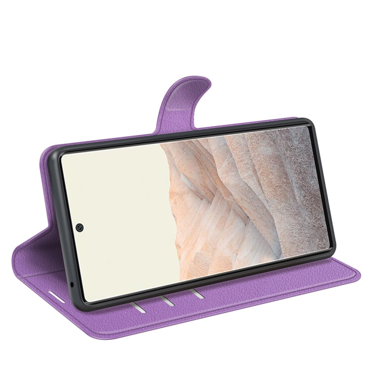 For Google Pixel 6 Pro Litchi Texture Horizontal Flip Protective Case with Holder & Card Slots & Wallet(Purple)
