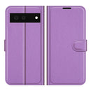 For Google Pixel 6 Litchi Texture Horizontal Flip Protective Case with Holder & Card Slots & Wallet(Purple)
