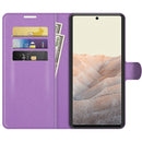 For Google Pixel 6 Litchi Texture Horizontal Flip Protective Case with Holder & Card Slots & Wallet(Purple)