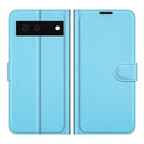 For Google Pixel 6 Litchi Texture Horizontal Flip Protective Case with Holder & Card Slots & Wallet(Blue)