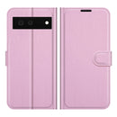 For Google Pixel 6 Litchi Texture Horizontal Flip Protective Case with Holder & Card Slots & Wallet(Pink)