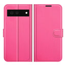 For Google Pixel 6 Litchi Texture Horizontal Flip Protective Case with Holder & Card Slots & Wallet(Rose Red)
