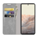 For Google Pixel 6 Retro-skin Business Magnetic Suction Leather Case with Holder & Card Slots & Wallet(Grey)