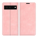 For Google Pixel 6 Retro-skin Business Magnetic Suction Leather Case with Holder & Card Slots & Wallet(Pink)