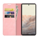 For Google Pixel 6 Retro-skin Business Magnetic Suction Leather Case with Holder & Card Slots & Wallet(Pink)