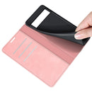 For Google Pixel 6 Retro-skin Business Magnetic Suction Leather Case with Holder & Card Slots & Wallet(Pink)