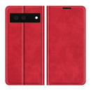 For Google Pixel 6 Retro-skin Business Magnetic Suction Leather Case with Holder & Card Slots & Wallet(Red)
