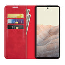 For Google Pixel 6 Retro-skin Business Magnetic Suction Leather Case with Holder & Card Slots & Wallet(Red)