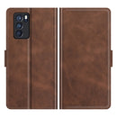 For OPPO Reno6 Pro 5G Dual-side Magnetic Buckle Horizontal Flip Leather Case with Holder & Card Slots & Wallet(Brown)