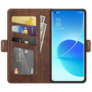 For OPPO Reno6 Pro 5G Dual-side Magnetic Buckle Horizontal Flip Leather Case with Holder & Card Slots & Wallet(Brown)