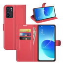 For OPPO Reno6 5G Litchi Texture Horizontal Flip Protective Case with Holder & Card Slots & Wallet(Red)