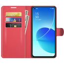 For OPPO Reno6 5G Litchi Texture Horizontal Flip Protective Case with Holder & Card Slots & Wallet(Red)