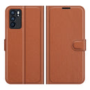 For OPPO Reno6 5G Litchi Texture Horizontal Flip Protective Case with Holder & Card Slots & Wallet(Brown)
