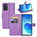 For OPPO Reno6 5G Litchi Texture Horizontal Flip Protective Case with Holder & Card Slots & Wallet(Purple)