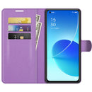For OPPO Reno6 5G Litchi Texture Horizontal Flip Protective Case with Holder & Card Slots & Wallet(Purple)