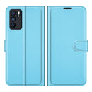 For OPPO Reno6 5G Litchi Texture Horizontal Flip Protective Case with Holder & Card Slots & Wallet(Blue)