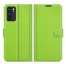 For OPPO Reno6 5G Litchi Texture Horizontal Flip Protective Case with Holder & Card Slots & Wallet(Green)