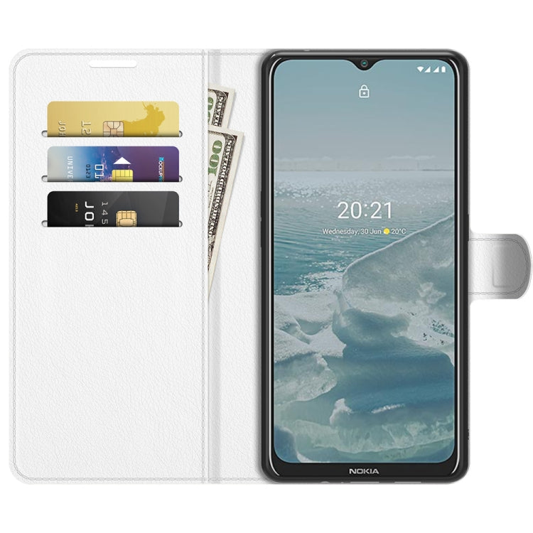 For Nokia G10/G20 Litchi Texture Horizontal Flip Protective Case with Holder & Card Slots & Wallet(White)