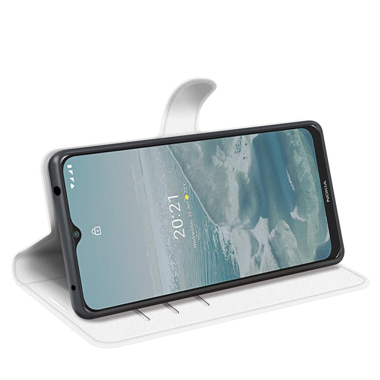 For Nokia G10/G20 Litchi Texture Horizontal Flip Protective Case with Holder & Card Slots & Wallet(White)