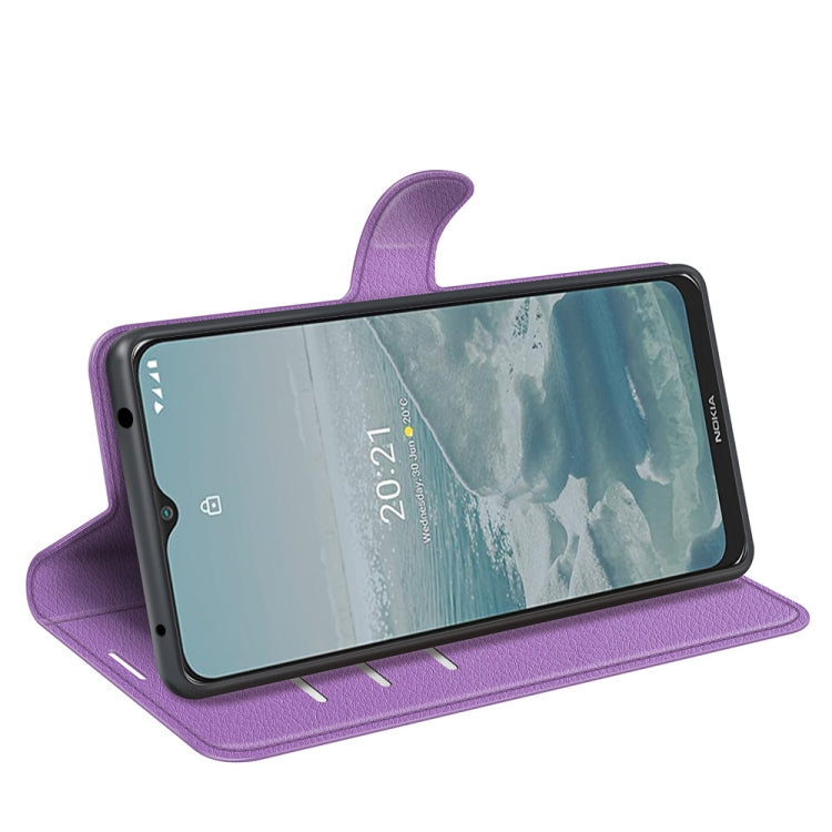 For Nokia G10/G20 Litchi Texture Horizontal Flip Protective Case with Holder & Card Slots & Wallet(Purple)