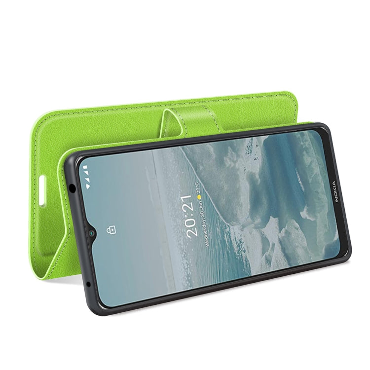 For Nokia G10/G20 Litchi Texture Horizontal Flip Protective Case with Holder & Card Slots & Wallet(Green)