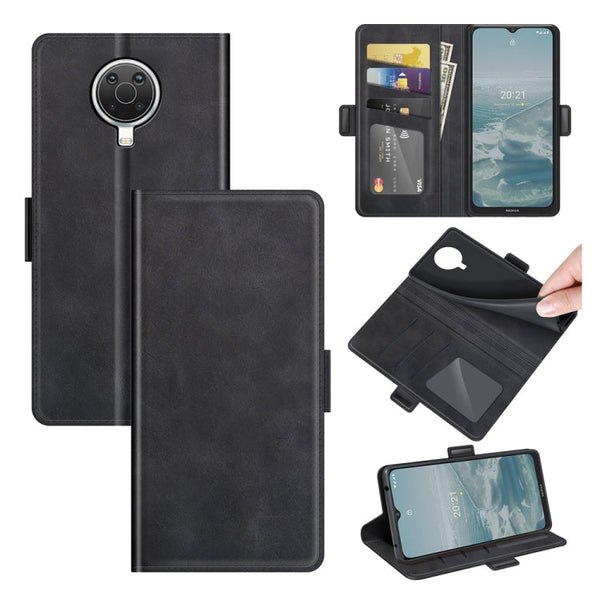 For Nokia G10/G20 Dual-side Magnetic Buckle Horizontal Flip Leather Case with Holder & Card Slots & Wallet(Black)