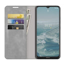 For Nokia G10/G20 Retro-skin Business Magnetic Suction Leather Case with Holder & Card Slots & Wallet(Grey)