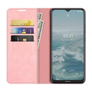 For Nokia G10/G20 Retro-skin Business Magnetic Suction Leather Case with Holder & Card Slots & Wallet(Pink)